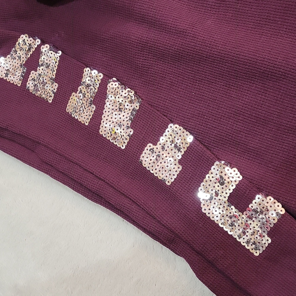 PINK Victoria's Secret Burgundy Pajama Onesie - Picture 10 of 14